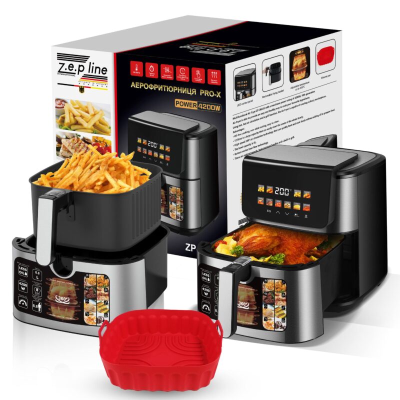 3-Аерофритюрниця 12 л з двома тенами 4200 Вт Zepline ZP-00235 на 12 програм з силіконовою формою