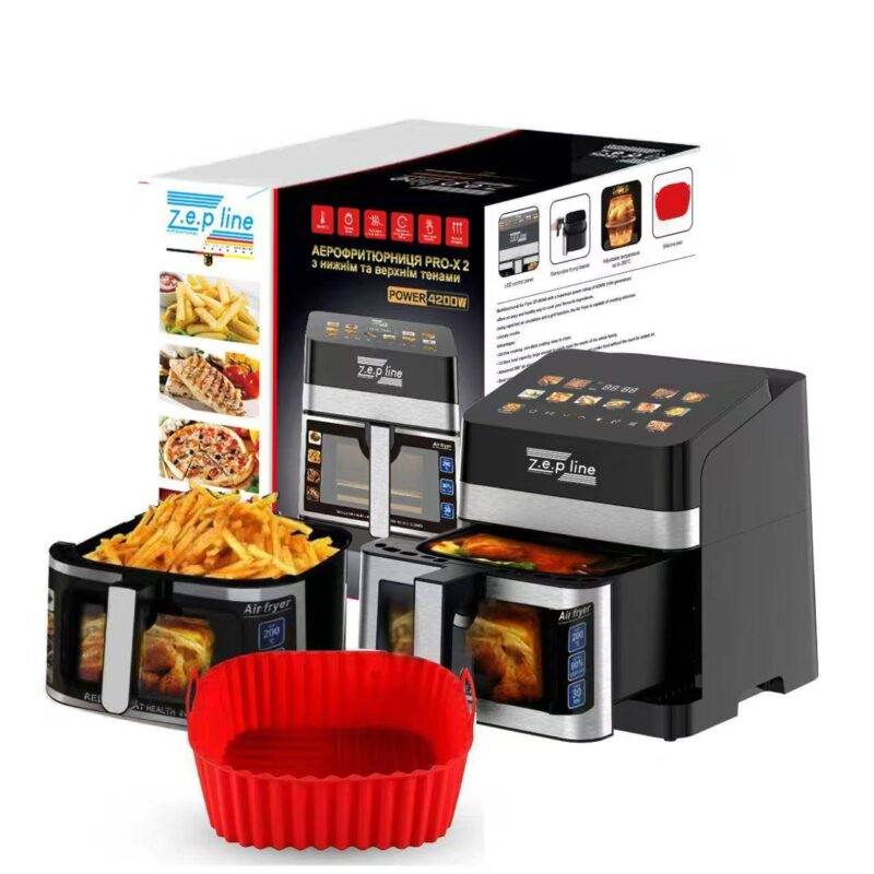 Мультифункціональна аерофритюрниця Zepline ZP-00343 на 13 л 4200 Вт 12 програм з віконцем та силіконовою формою