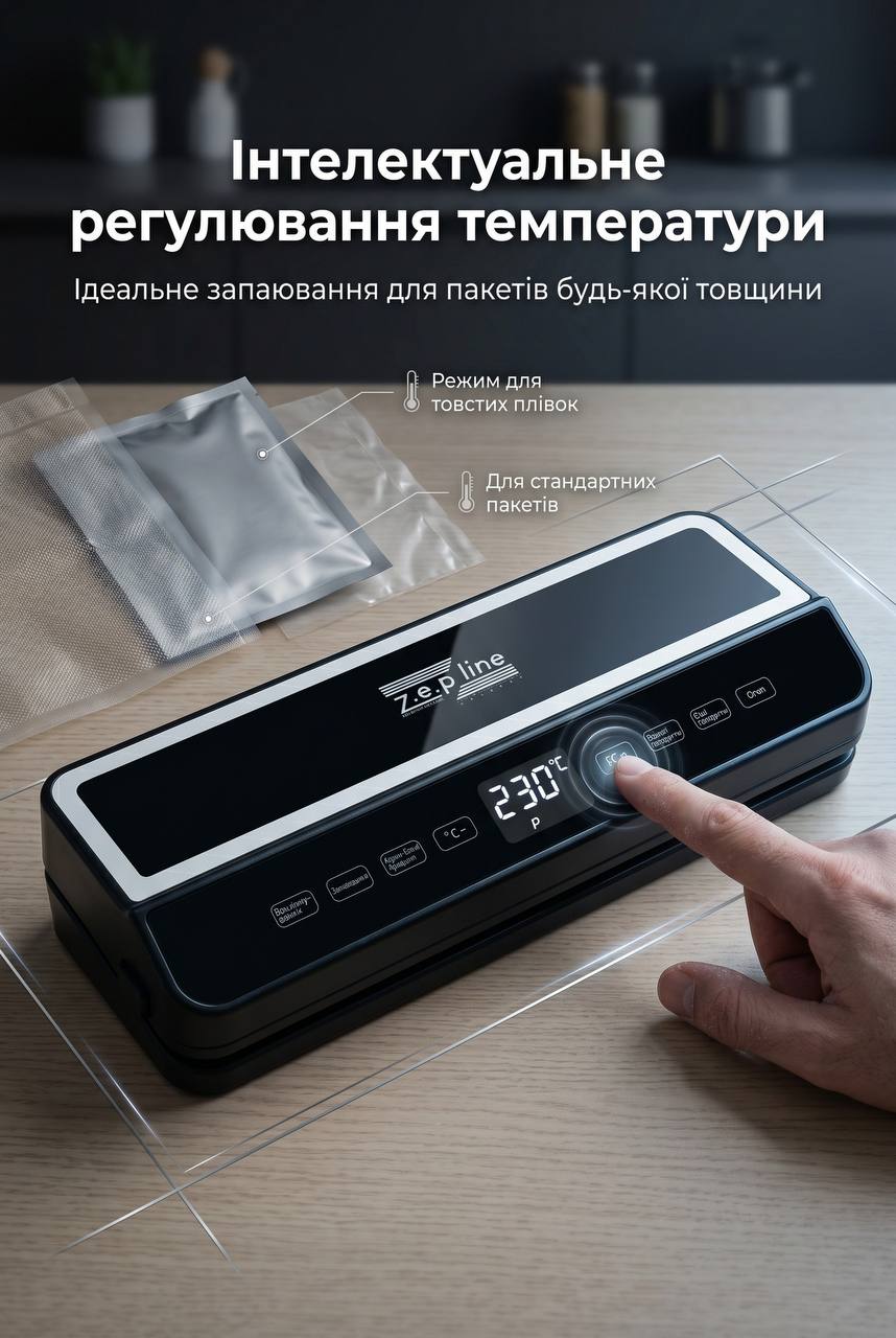 Вакуумний пакувальник 200Вт з сенсорним дисплеєм Zepline ZP-00374 - Зображення 5