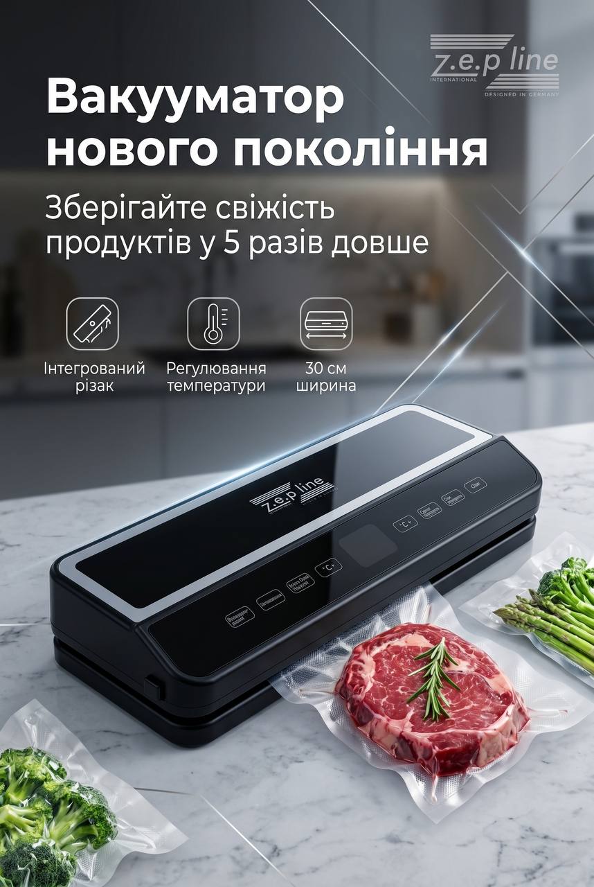 Вакуумний пакувальник 200Вт з сенсорним дисплеєм Zepline ZP-00374 - Зображення 8