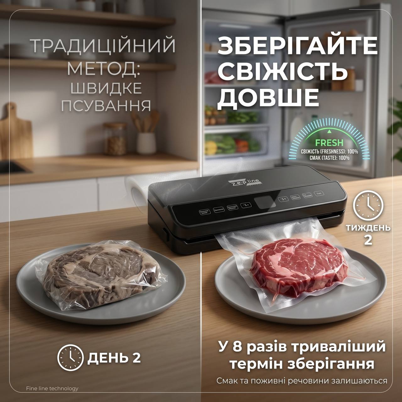 Вакуумний пакувальник 200Вт з сенсорним дисплеєм Zepline ZP-00373 - Зображення 11