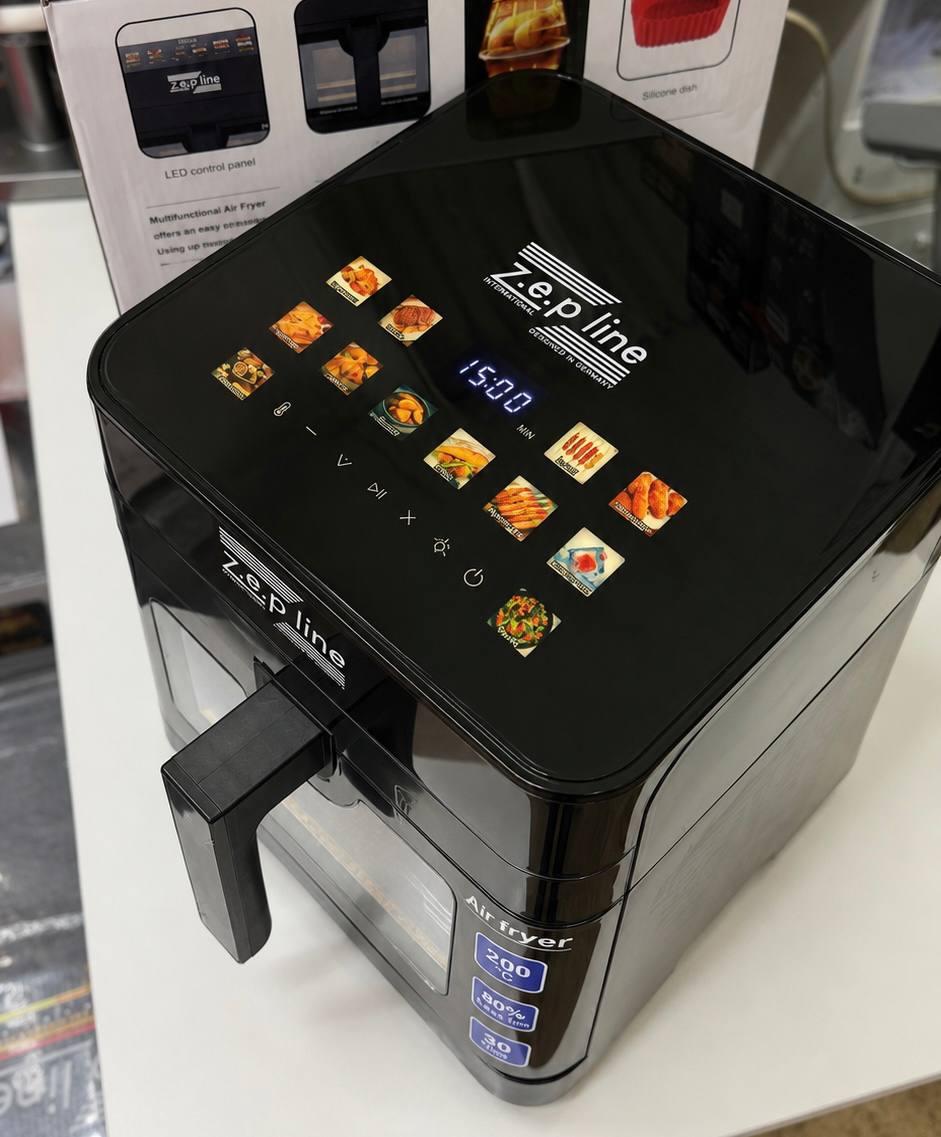 Мультифункціональна аерофритюрниця Zepline ZP-00343 на 13 л 4200 Вт 12 програм з віконцем Чорний - Зображення 3